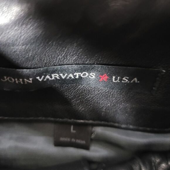 John Varvatos USA Stars Men's Jacket Size L  Black Sheep Skin Washed Leather - Picture 4 of 15